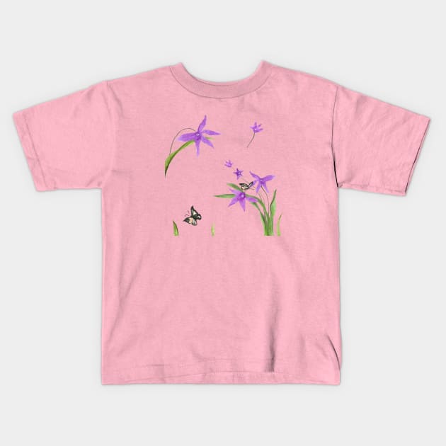 Watercolour Orchid Kids T-Shirt by Mint Cloud Art Studio